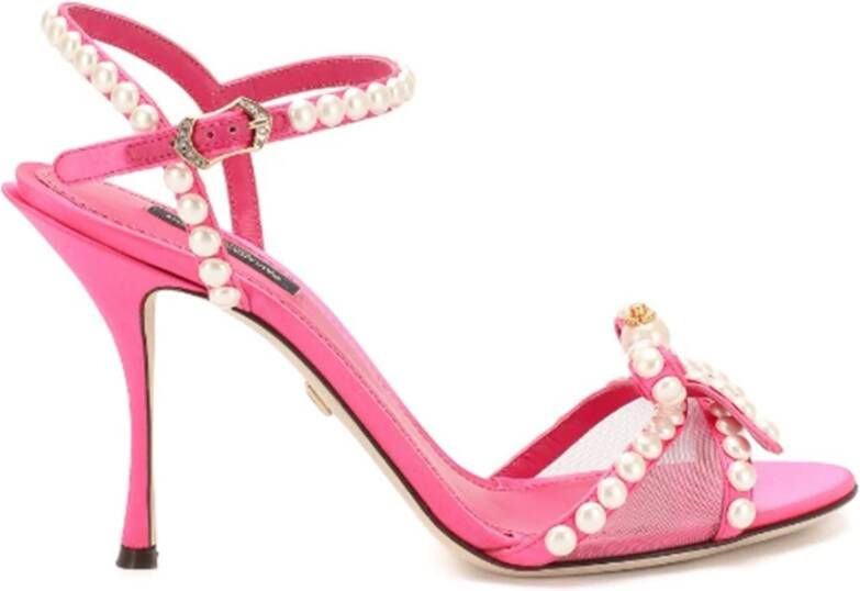 Dolce & Gabbana Parel Versierde Sandalen Pink Dames