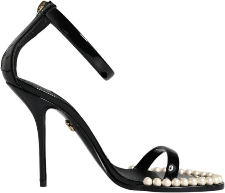 Dolce & Gabbana Parelversierde enkelband sandalen Black Dames