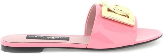 Dolce & Gabbana Patentleren slides met kruislogo Pink Dames