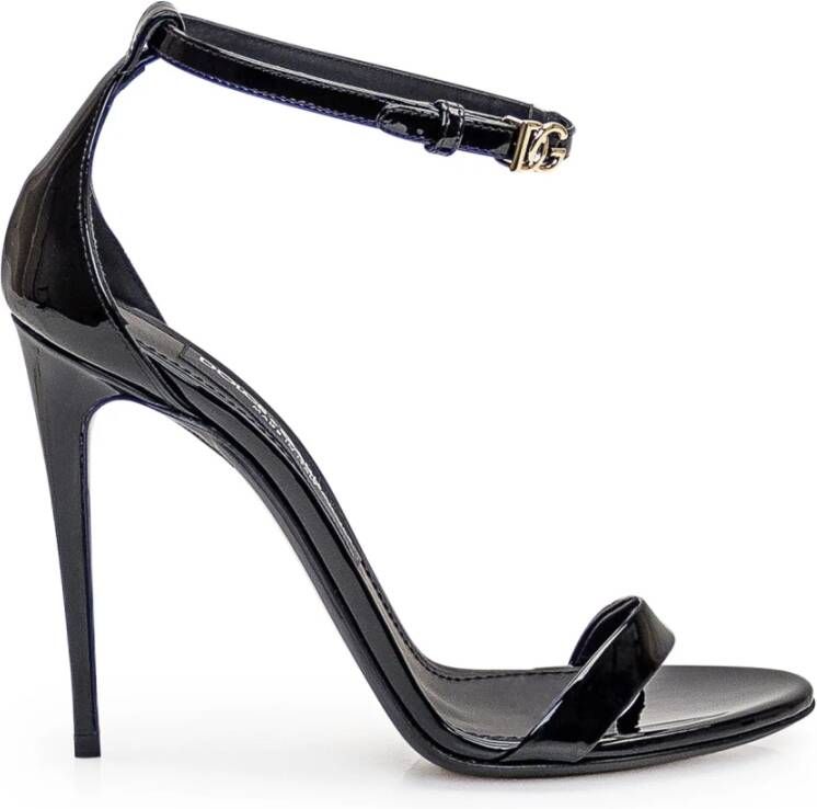 Dolce & Gabbana Platte Sandalen in Lakleer Black Dames