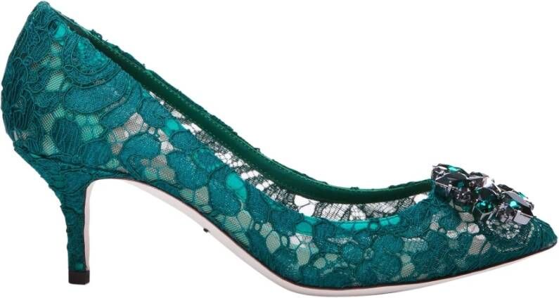 Dolce & Gabbana Pumps in Taormina Lace with Crystals Groen Dames