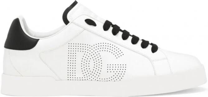 Dolce & Gabbana Portofino Contrast Lage Sneakers Wit Zwart White Heren