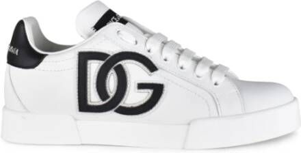 Dolce & Gabbana Portofino Lage Top Sneakers Wit Leer White Dames