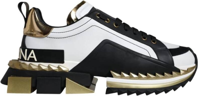 Dolce & Gabbana Portofino Lage Top Sneakers Wit Goud Multicolor Heren