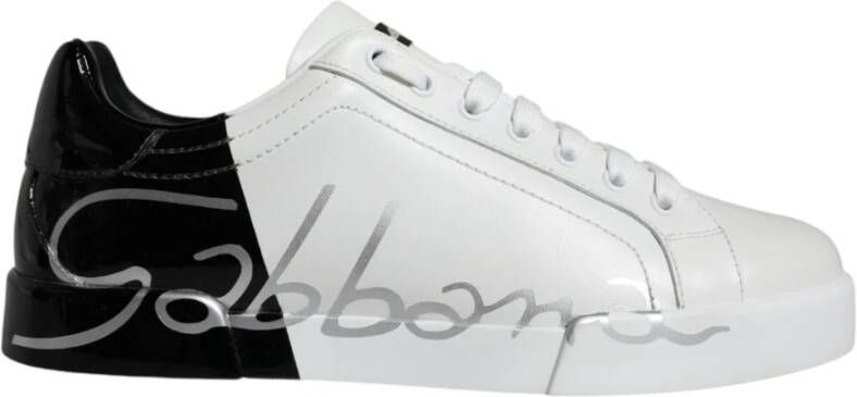 Dolce & Gabbana Portofino Leren Sneakers met Rubberen Zool White Heren