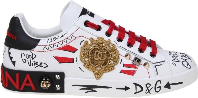 Dolce & Gabbana Portofino Leren Sneakers met Studs Multicolor Heren