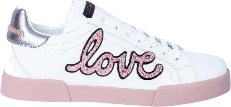 Dolce & Gabbana Portofino Love Sequins Sneakers White Dames
