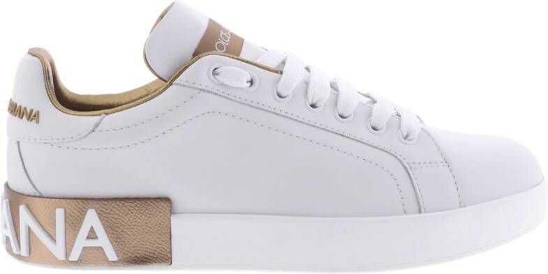 Dolce & Gabbana Portofino Sneaker Wit Goud White Dames