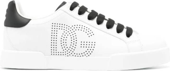 Dolce & Gabbana Portofino Sneaker Zwart Wit Logo Perf White Dames