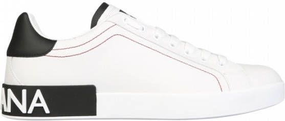 Dolce & Gabbana Portofino Sneakers Leren Sneakers met Baroklogo White Heren