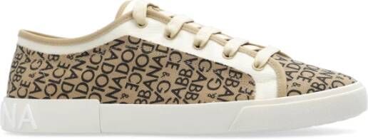 Dolce & Gabbana Vintage Bedrukte Canvas Sneakers Multicolor Heren