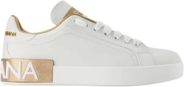 Dolce & Gabbana Portofino Sneakers Dolce Gabbana Gold Dust Leather Beige Dames