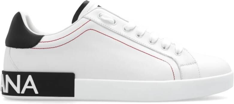 Dolce & Gabbana Leren lage sneakers met contrasterende inzetstukken White Heren