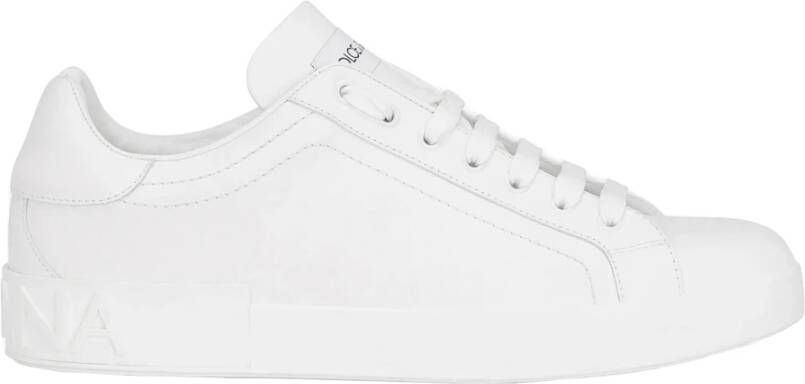 Dolce & Gabbana Portofino Leren Sneakers met Ingelegd Logo White Heren