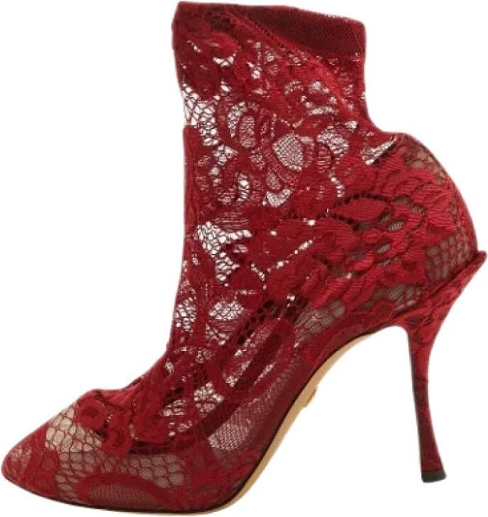 Dolce & Gabbana Pre-owned Lace boots Red Dames