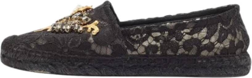 Dolce & Gabbana Pre-owned Lace flats Black Dames