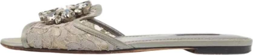 Dolce & Gabbana Pre-owned Lace flats Gray Dames