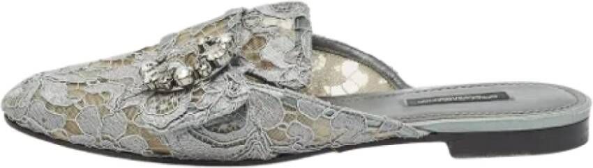 Dolce & Gabbana Pre-owned Lace flats Gray Dames