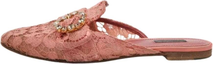 Dolce & Gabbana Pre-owned Lace flats Pink Dames