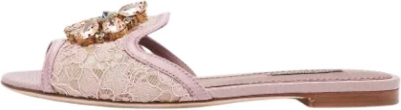 Dolce & Gabbana Pre-owned Lace flats Purple Dames