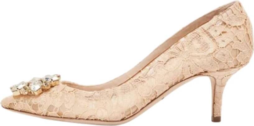 Dolce & Gabbana Pre-owned Lace heels Beige Dames