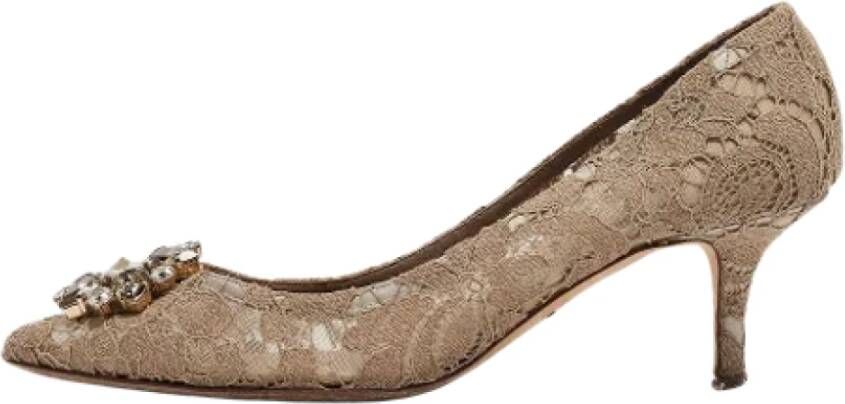 Dolce & Gabbana Pre-owned Lace heels Beige Dames