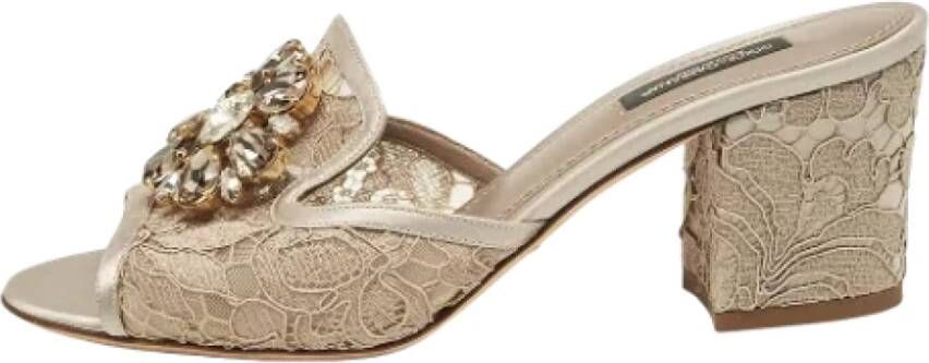 Dolce & Gabbana Pre-owned Lace sandals Beige Dames