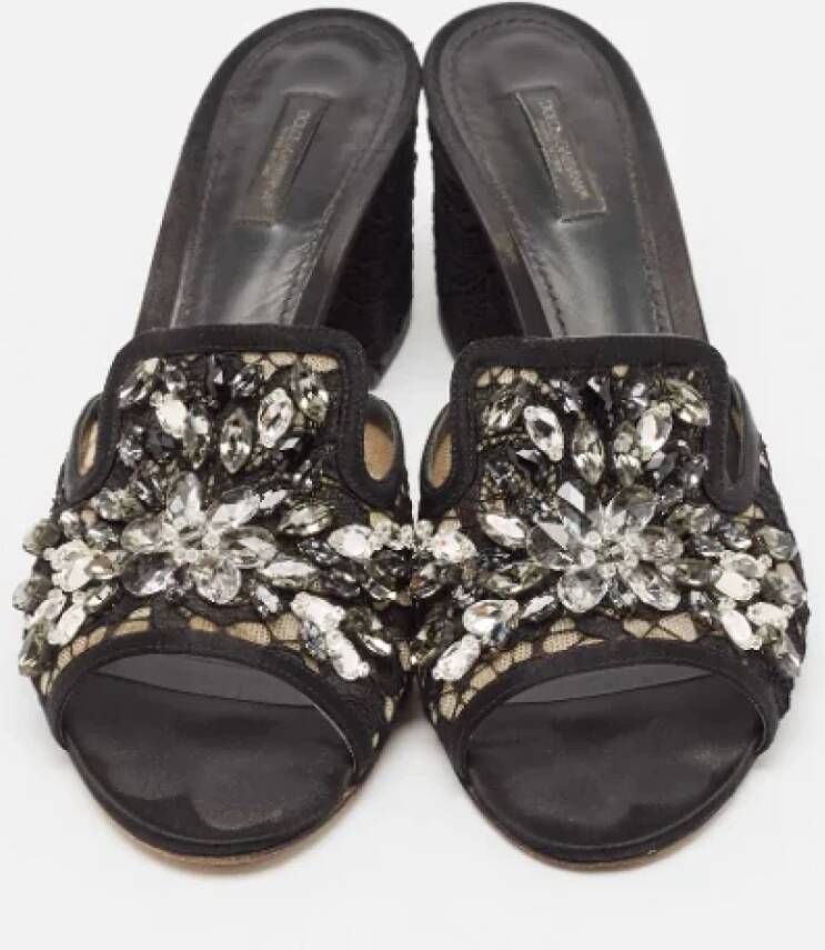 Dolce & Gabbana Pre-owned Lace sandals Black Dames