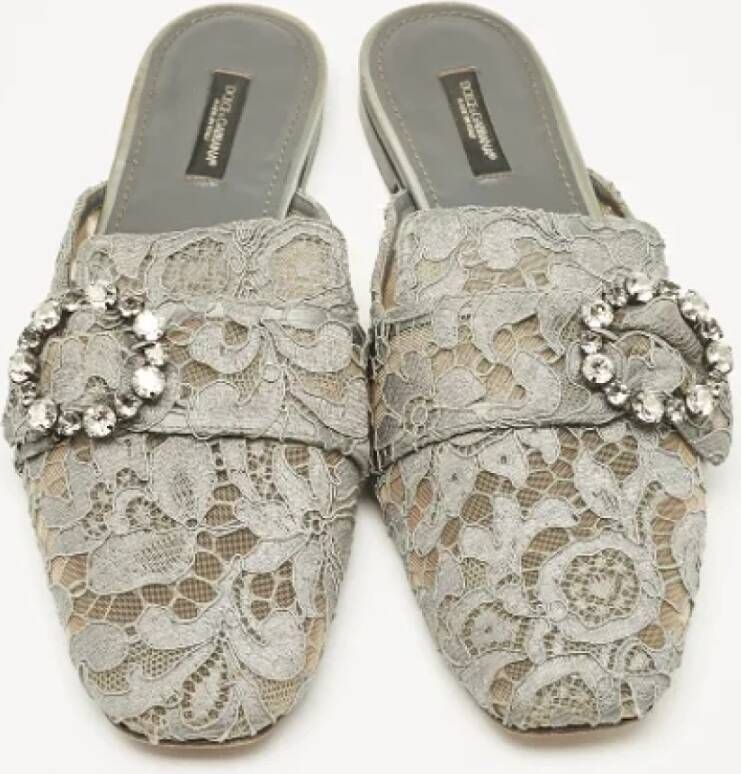 Dolce & Gabbana Pre-owned Lace sandals Gray Dames