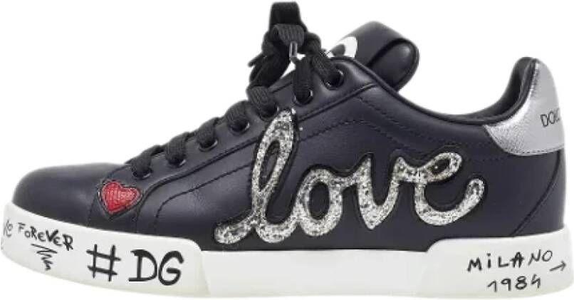 Dolce & Gabbana Pre-owned Leather sneakers Black Dames