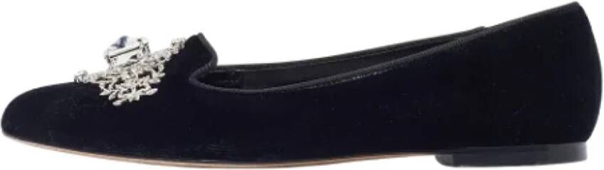 Dolce & Gabbana Pre-owned Velvet flats Black Dames