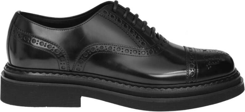 Dolce & Gabbana Premium Zwart Leren Oxford Veterschoenen Black Heren