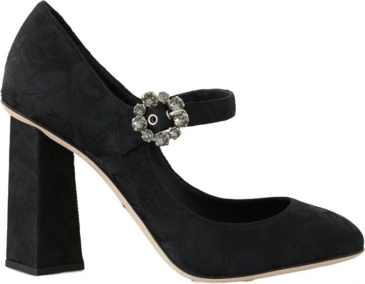 Dolce & Gabbana Zwarte Brokaat Hoge Hakken Mary Janes Schoenen Black Dames