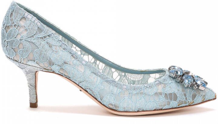 Dolce & Gabbana Lace Rainbow Pumps with Brooch Detailing Blauw Dames