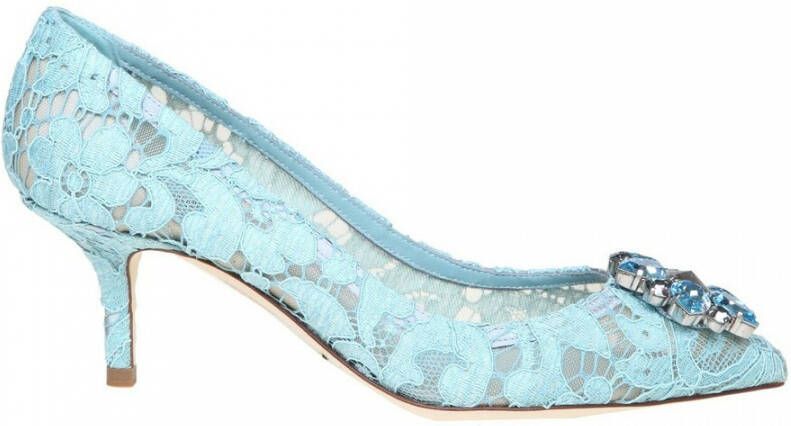 Dolce & Gabbana Lace Rainbow Pumps with Brooch Detailing Blauw Dames