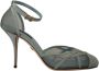 Dolce & Gabbana Blauwe Mesh Enkelband Hakken Sandalen Blue Dames - Thumbnail 2