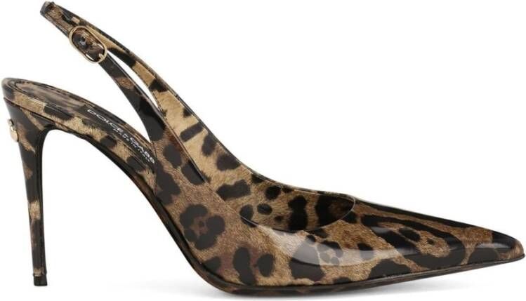 Dolce & Gabbana Bruine Tijgerpatroon Slingbacks Leren Schoenen Multicolor Dames