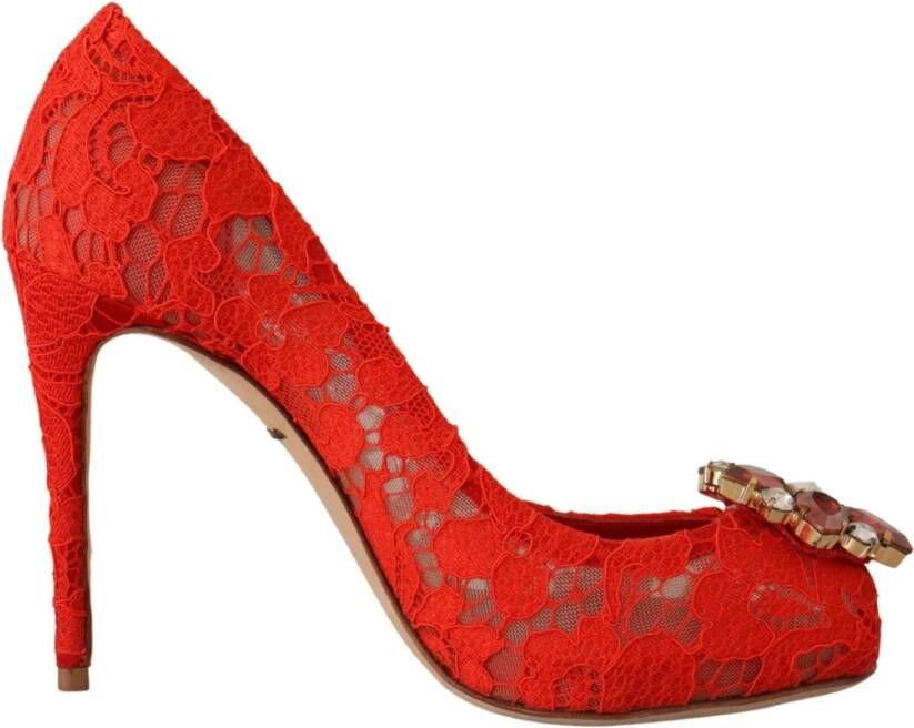 Dolce & Gabbana Rode Taormina Kant Kristal Hakken Pumps Rood Dames