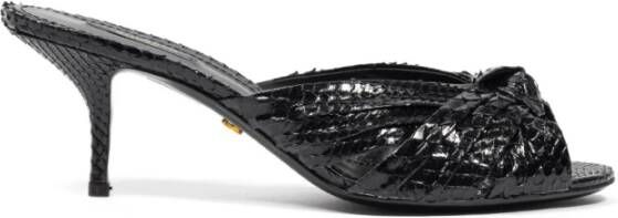 Dolce & Gabbana Python Leren Ciabatta Sandalen Black Dames