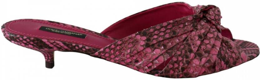 Dolce & Gabbana Python Skin Leather Mules Roze Dames