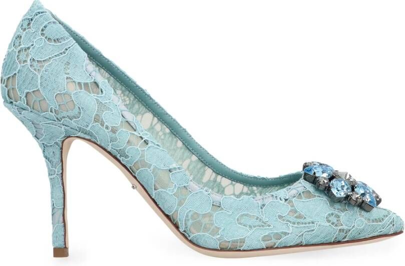 Dolce & Gabbana Pumps in Taormina Lace with Crystals Blauw Dames