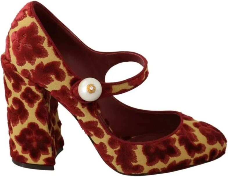 Dolce & Gabbana Rode Bloemen Mary Janes Hakken Brown Dames