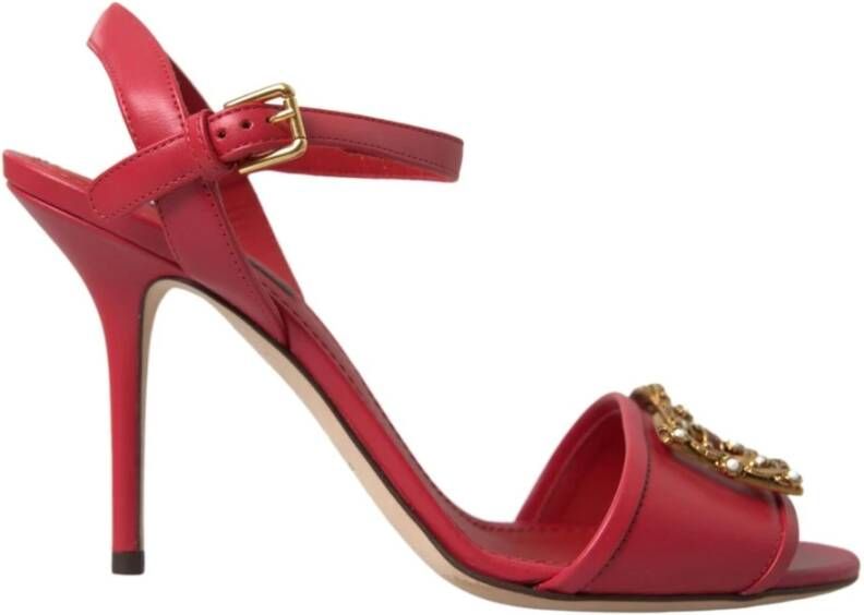 Dolce & Gabbana Rode Enkelband Stiletto Hakken Sandalen Red Dames