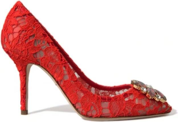 Dolce & Gabbana Rode Taormina Kant Kristal Hakken Pumps Rood Dames