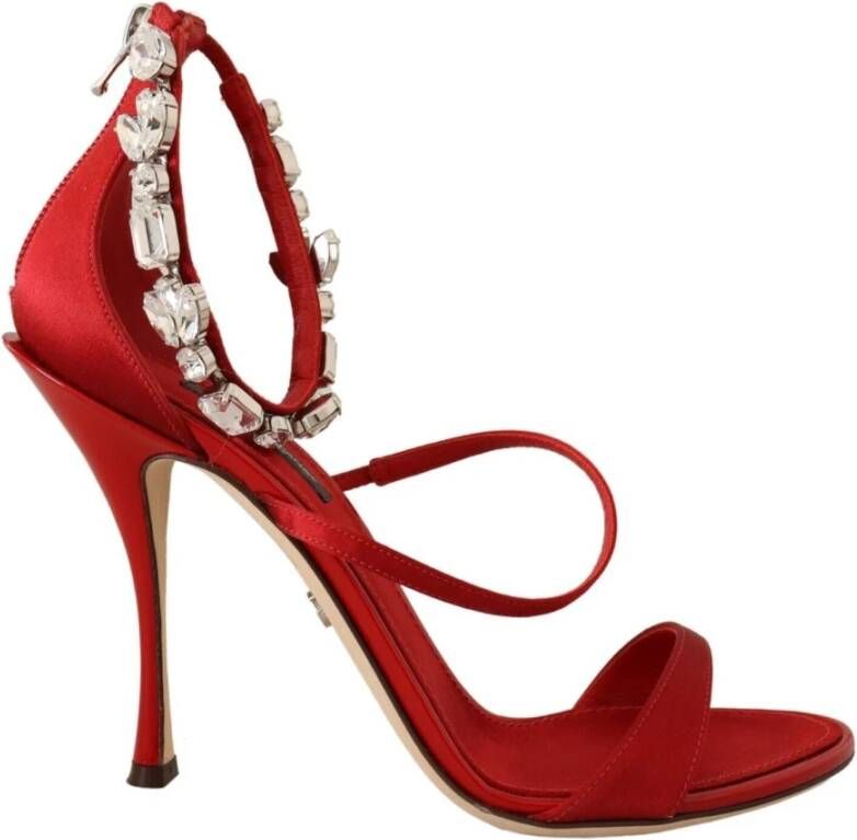 Dolce & Gabbana Kristal Enkelband Rode Sandalen Red Dames