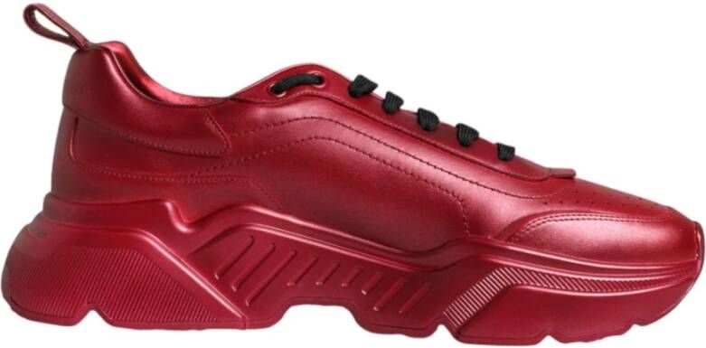 Dolce & Gabbana Rode Leren Lage Sneakers met Logo Red Heren