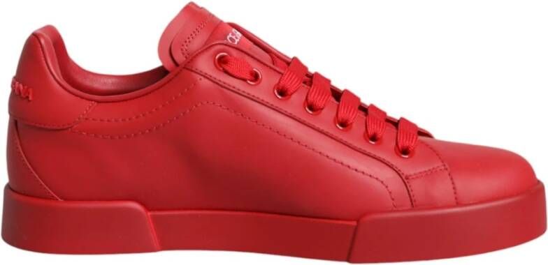 Dolce & Gabbana Rode Leren Lage Sneakers Red Dames