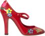 Dolce & Gabbana Rode Leren Versierde Mary Jane Pumps Red Dames - Thumbnail 9