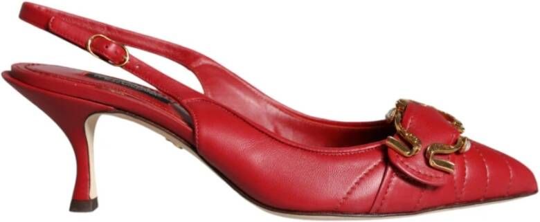 Dolce & Gabbana Rode Leren Slingback Hakken met Gesp Red Dames