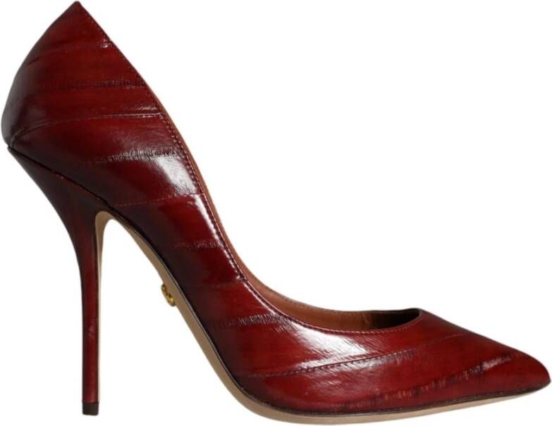 Dolce & Gabbana Rode Leren Stiletto Pumps met Logo Red Dames